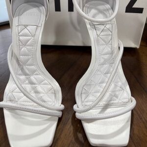 SCHUTZ Sandals Size 5B Womens White Leather Strappy Open Toe High Heel